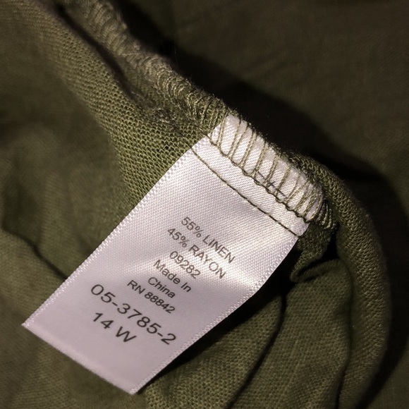 𝅺Woman Within 14W olive green linen bend maxi dress - Picture 7 of 8